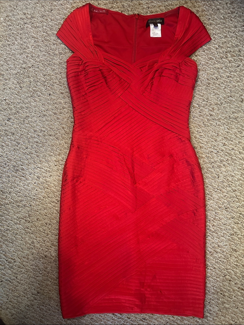 Tadashi Shoji- Rouge Sheath Dress with Cap Sleeves